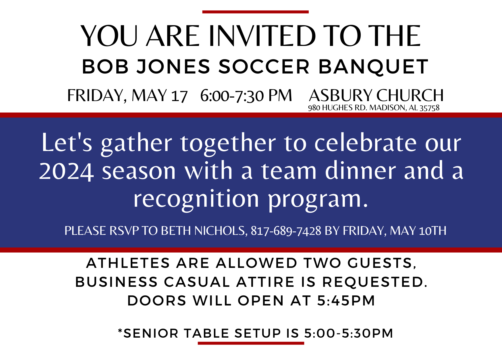 BJHS Soccer Banquet